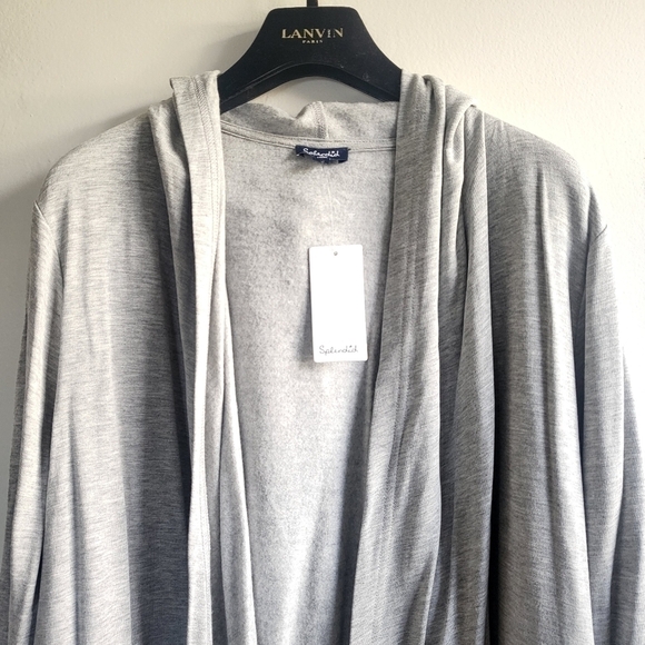 New Splendid Supersoft Hooded Heather Grey Cardigan NWT Small - Picture 8 of 13